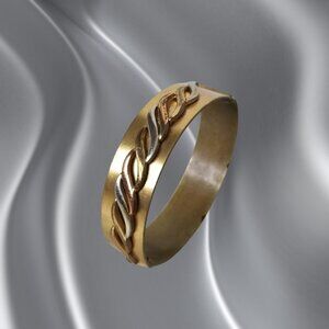 Vintage Tri-tone Hinged Bangle Bracelet